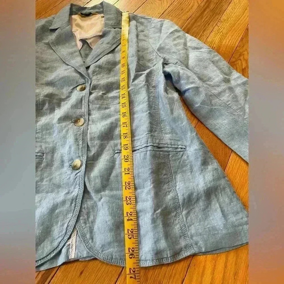LL BEAN Women's Blue 100% Linen Jacket Blazer 3 Button 287688 Size M Reg NWOT - Picture 11 of 14